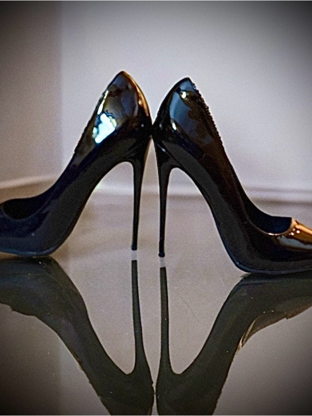 Elegant Black Patent Stiletto Pumps - Women